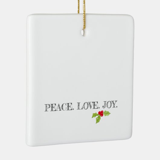 Ornement En Céramique Peace Love Joy Holly Joyeux Noël Photo moderne (Droite)