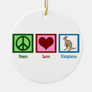Ornement En Céramique Peace Love Kangaroo