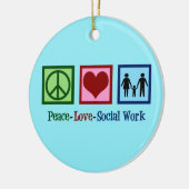 Ornement En Céramique Peace Love Social Work (Gauche)