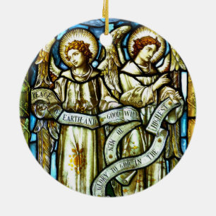 Ornement En Céramique Peace on Earth Angels Christmas Ornament