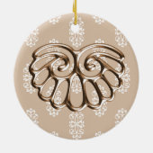 Ornement En Céramique Peach Mariage damassé Enregistrer la date (Dos)