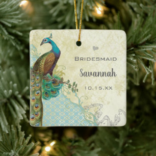 Ornement En Céramique Peacock Vintage Bird Maid of Honor Bridesmaid