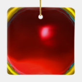 Ornement En Céramique PEACOCKS IN LOVE /RED RUBY GEMSTONE, Bleu turquois (Dos)