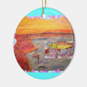 Ornement En Céramique pêche à la mouche coucher de soleil (Gauche)