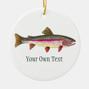Ornement En Céramique Pêche à la truite arc-en-ciel, pêche à la lign