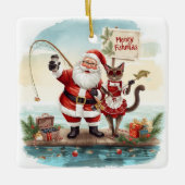 Ornement En Céramique Pêche thème de Noël (Devant)