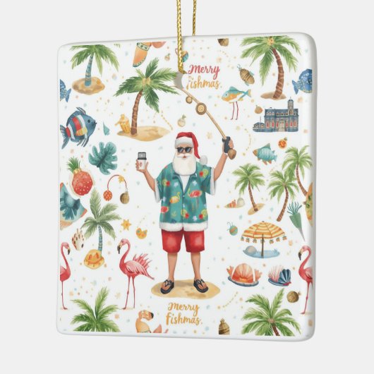 Ornement En Céramique Pêche thème de Noël (Gauche)