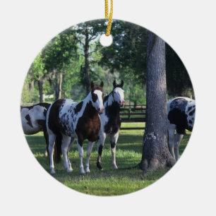 Ornement En Céramique Peignez les chevaux dans les arbres