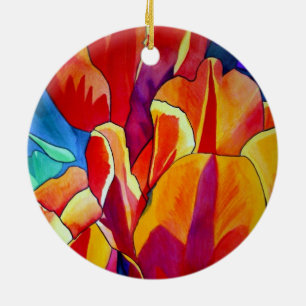 Ornement En Céramique Peinture de fleurs à l'aquarelle de tulipes orange
