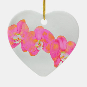 Ornement En Céramique Peinture d'orchidée à l'aquarelle rose florale tro