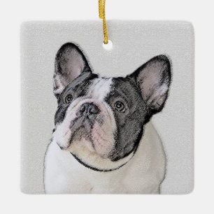 Ornement En Céramique Peinture française de Bulldog (Pied de broche) - A