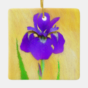 Ornement En Céramique Peinture Iris à pois pourpre - Chien original mign