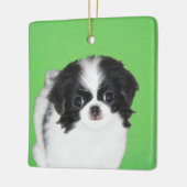 Ornement En Céramique Peinture japonaise de chiot - Art original de chie (Gauche)