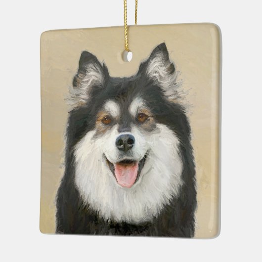 Ornement En Céramique Peinture Lapphund Finlandaise - Joli art original  (Gauche)