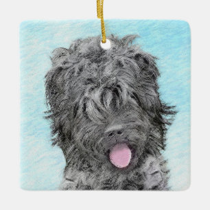 Ornement En Céramique Peinture russe Terrier noir - Chien original migno
