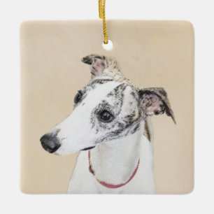 Ornement En Céramique Peinture Whippet - Jolie art original chien