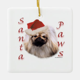 Ornement En Céramique Pekingese Père Noël Paws