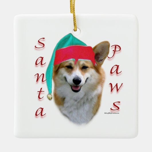 Ornement En Céramique Pembroke Welsh Corgi Père Noël Paws (Devant)