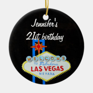 Ornement En Céramique Pendentif de l'anniversaire 21 de Las Vegas