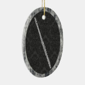 Ornement En Céramique Pendentif ovale d'ornement de cannelure (Droite)