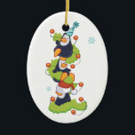 Ornement En Céramique Penquins de Noël<br><div class="desc">Trois adorables Penquins de Noël.</div>