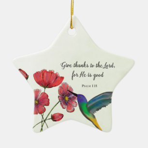 Ornement En Céramique Pensée religieuse de fleurs de vous avec colibri