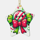 Ornement En Céramique Peppermint Joy: Holiday Candy Character (Gauche)