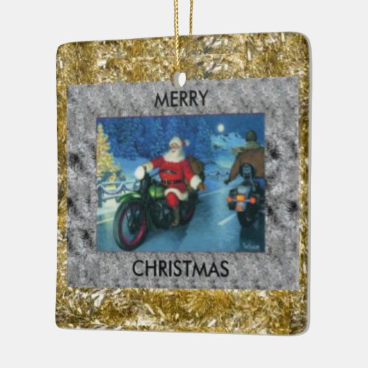 Ornement En Céramique Père Noël à cheval sur une moto Noël (Gauche)