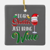 ORNEMENT EN CÉRAMIQUE PÈRE NOËL APPORTE LE "VIN" CE NOËL (Devant)