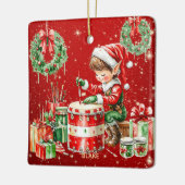 Ornement En Céramique Père Noël Atelier Elf Enfants personnalisés Noël (Gauche)