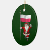 Ornement En Céramique Père Noël Avec Drapeau De Pologne (Gauche)