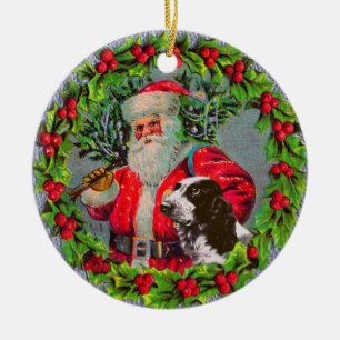 Ornement En Céramique Père Noël avec l'ornement de springer spaniel