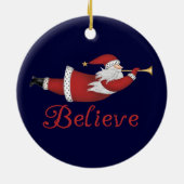 Ornement En Céramique Père Noël Believe Dated Keepsaké Ornament (Dos)