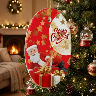 Ornement En Céramique Père Noël cool Vacances de Noël à Noël 🎅