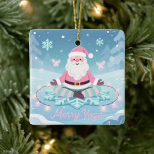 Ornement En Céramique Père Noël de yoga rose méditation Noël