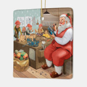 Ornement En Céramique Père Noël Et Elfes Fabriquent Des Jouets | Noël (Gauche)