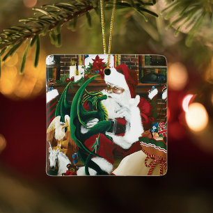 Ornement En Céramique Père Noël Fantastique de Noël Magique Dragon de Yu