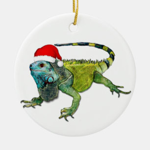 Ornement En Céramique Père Noël Iguana