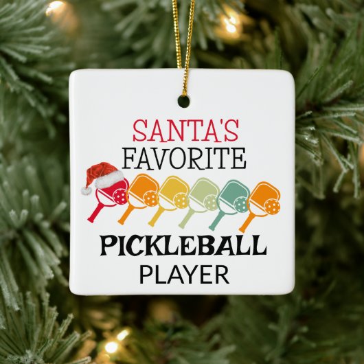Ornement En Céramique Père Noël Joueur de Pickleball préféré (Arbre)