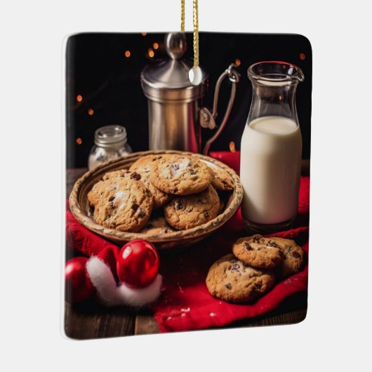 Ornement En Céramique Père Noël Lait et cookies (Droite)