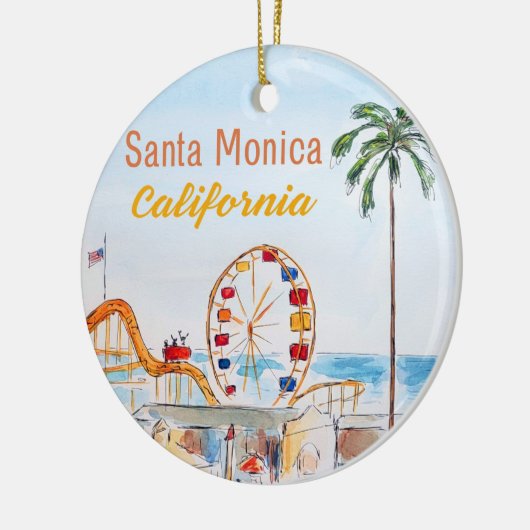 Ornement en céramique père Noël Monica California (Gauche)