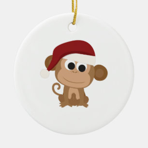 Ornement En Céramique père Noël Monkey