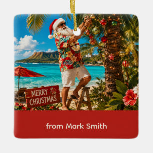 Ornement En Céramique Père Noël Noël à la plage 