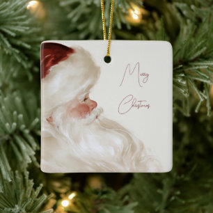 Ornement En Céramique Père Noël Noël Blanc Rouge