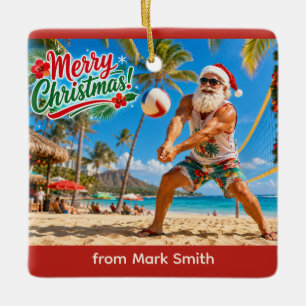 Ornement En Céramique Père Noël Noël  Volleyball de plage 