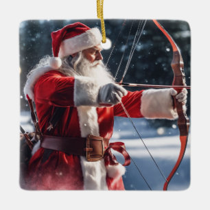 Ornement En Céramique Père Noël personnalisée faisant du tir à l'arc