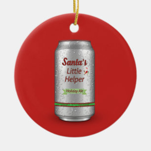Ornement En Céramique Père Noël Petit Helper Bière Can