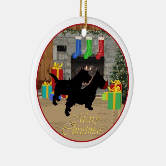 Ornement En Céramique Père Noël Scottie Dog Orament (Droite)