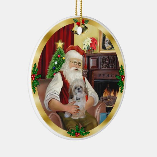 Ornement En Céramique Père Noël Shih Tzu (#17) (Droite)