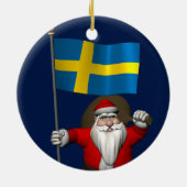 Ornement En Céramique Père Noël Sucré Avec Drapeau De Suède (Dos)